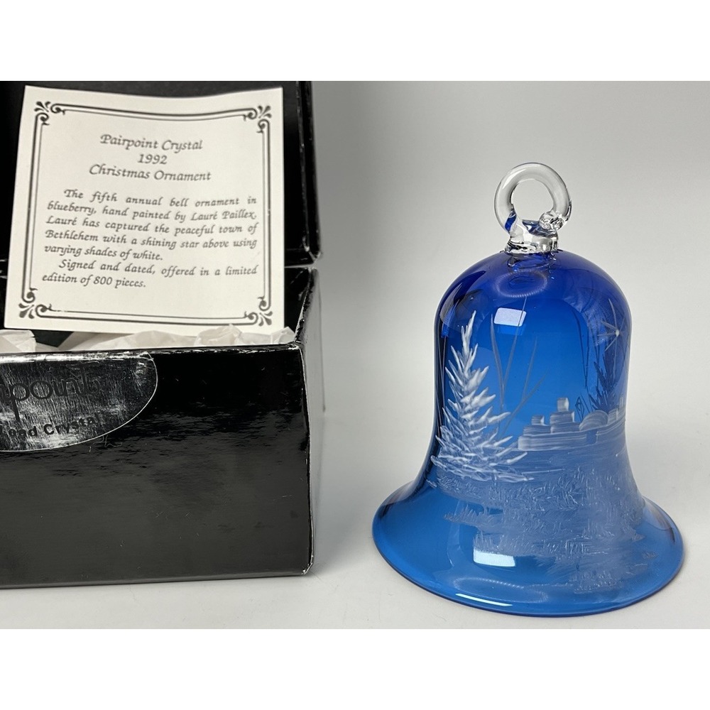Pairpoint Crystal Annual Christmas Bell Ornament 1992 Hand Painted Bethlehem GUC